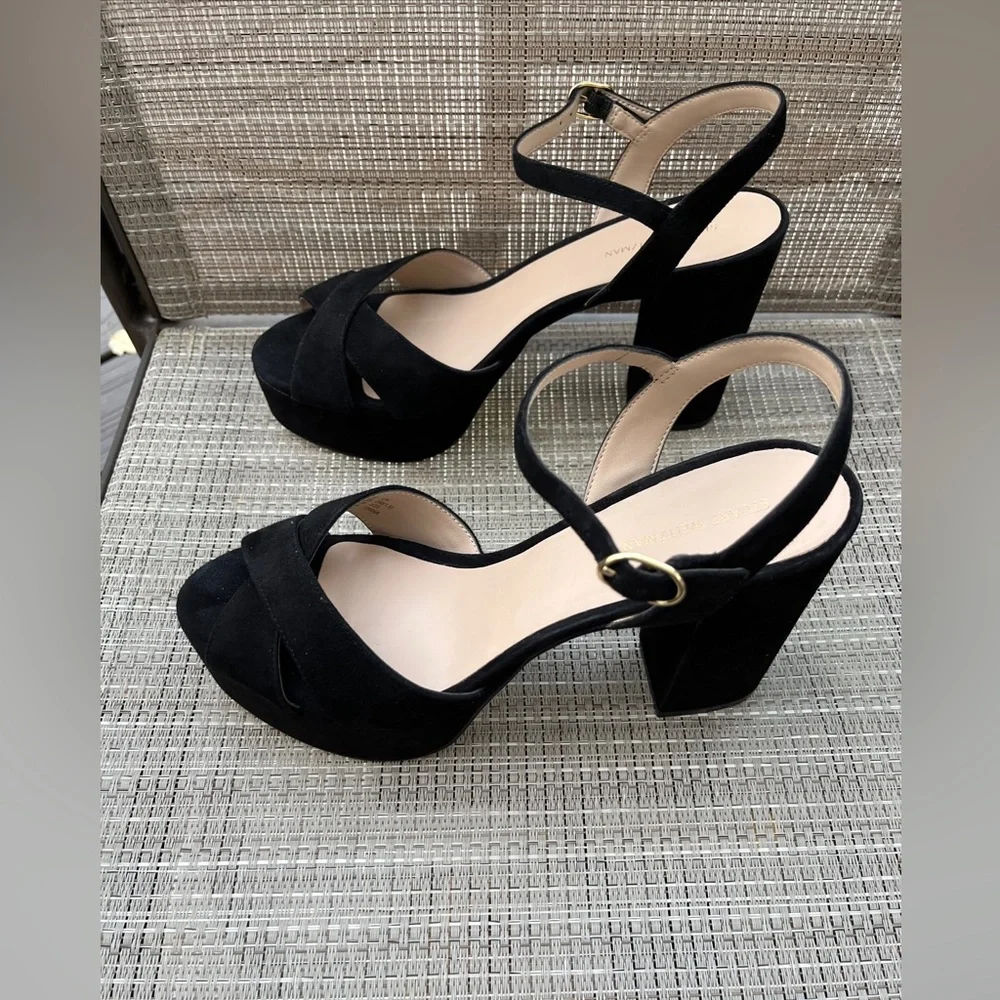 STUART WIETZMAN LADIES BLACK SUEDE IVONA SHOES-9.5M - Picture 4 of 12